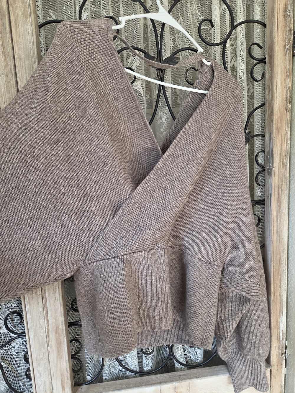 Plus size Ribbed Knit Wrap Style Sweater